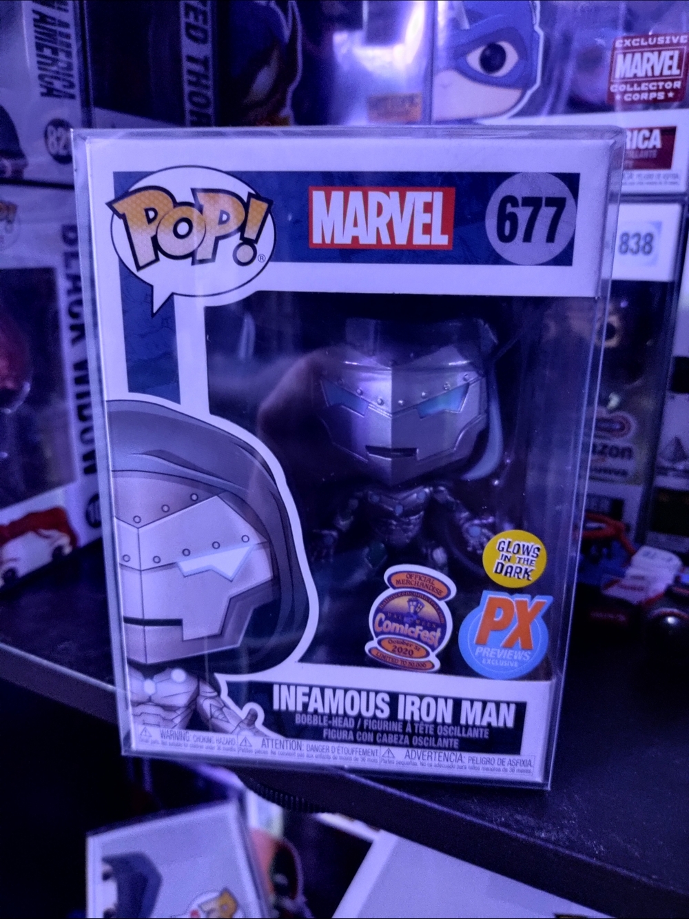 Funko Pop! Marvel #677 Infamous Iron Man/ PX Previews Exclusive Glow . MINT COND